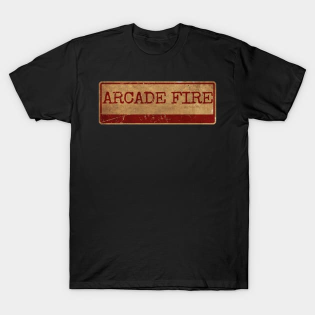 Aliska text red gold retro Arcade Fire T-Shirt by Aliska